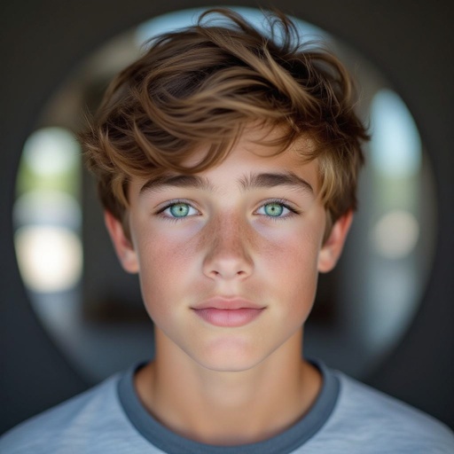 Teenage boy younger not older then 16  hetrochromia eyes and brown and blonde hair  