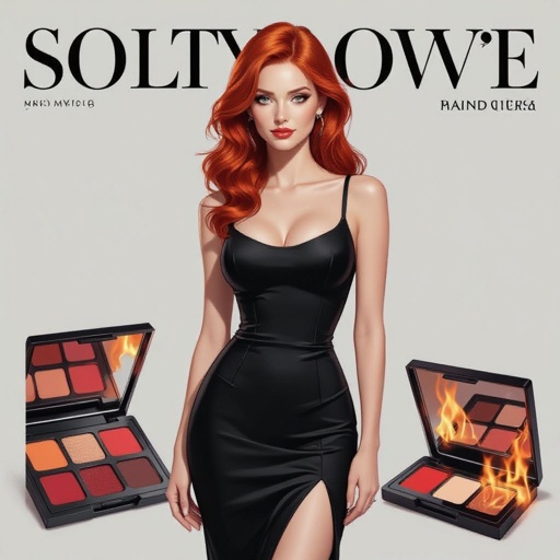 A hot redhead girl in a black cropped dress 