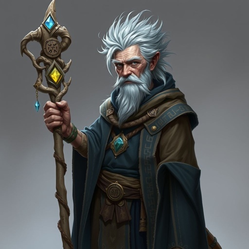 A mage with a bone staff