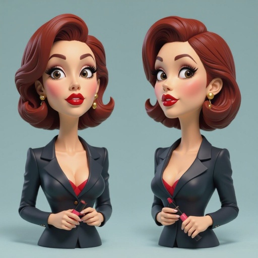Create a weird looking character showing there whole body head to toe, a lady who will has attitude but is funny looking and loves lipgloss 