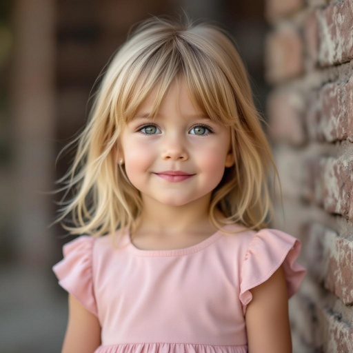 A cute blind girl with blonde hair 