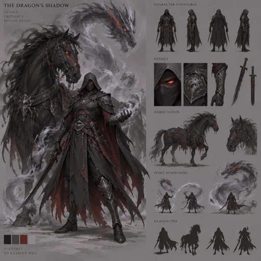 dark assassin, dragon eye, large horse companion, spirit summoning abilities