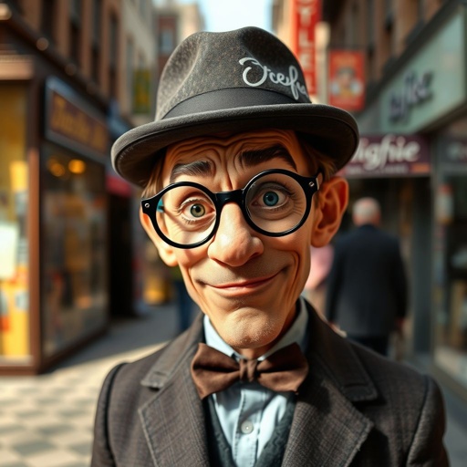 Create a funny looking serious man in the world