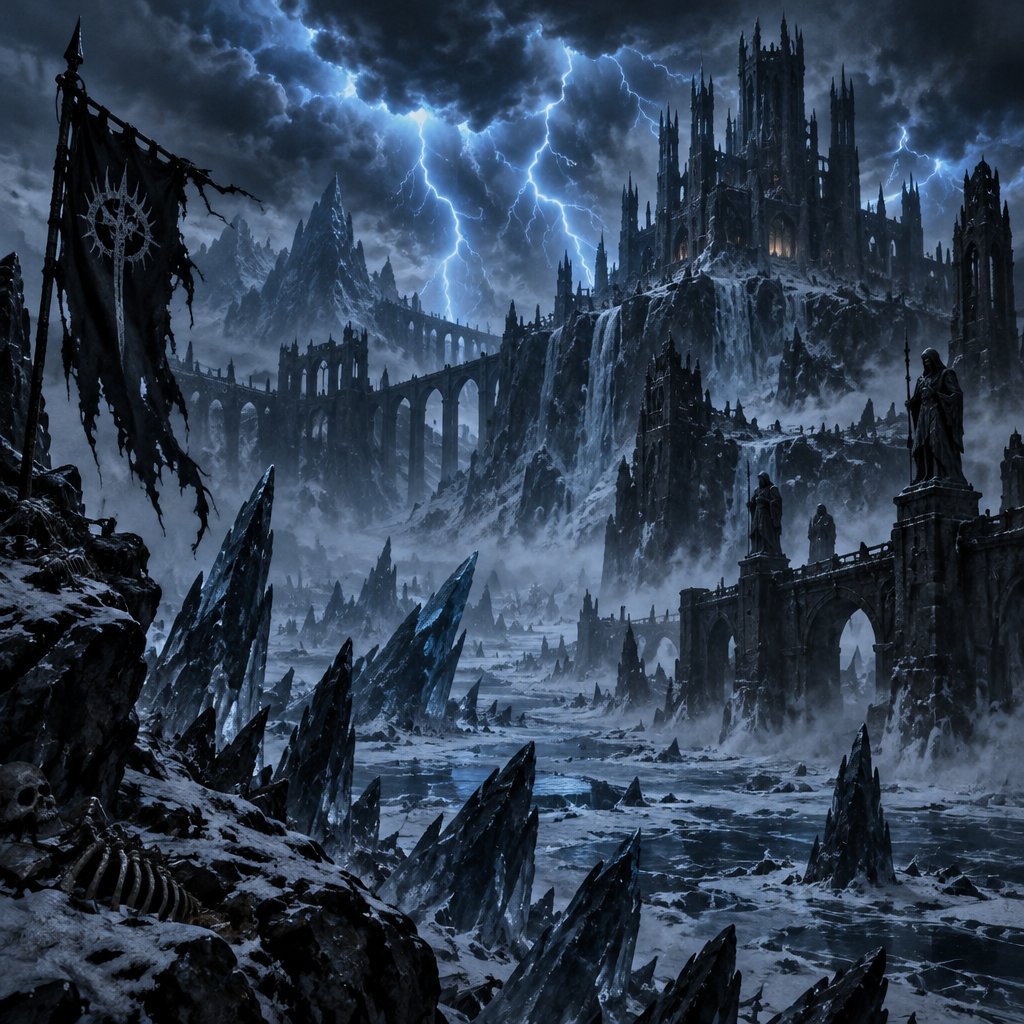 blue thunder storm in a ice land