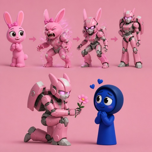 Pinki from Sprunki as A wererabbit turning into Elita One for Jevin from Sprunki 