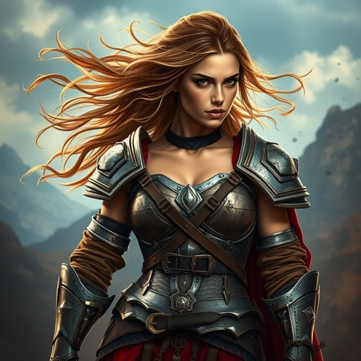 Create a warrior woman , show the whole character head to toe not just the wate and up