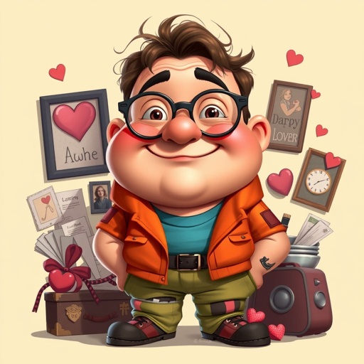 Create a character who is chunky , funny looking but swears he’s a lover boy