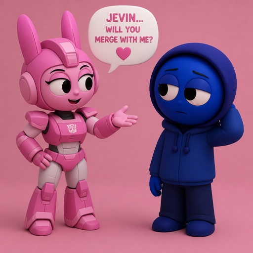 Pinki From Sprunki As Elita One Asking Jevin From Sprunki if he wants to become one being with her