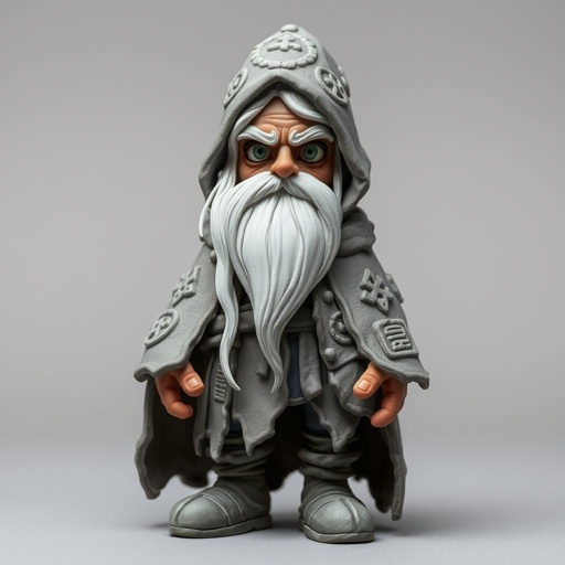 Create old aged character: The Silver-Eyed Wanderer – A tall, long beard hooded androgynous figure with hair that white. piercing silver eyes seem to see both past and present at once. a long, tattered cloak covered in stitched symbols from lands unknown. Show her whole body head to toe including her shoes.