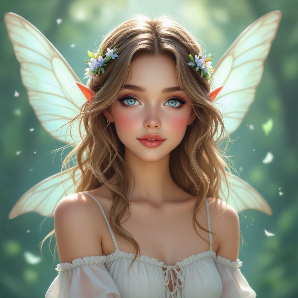 Kobieta o jasnobrązowych włosach do ramion, 
jasnoniebieskich oczach, blada, bez makijażu, ubrana letnio, ale nie odkryta. Delikatna uroda. Wróżka człowiek