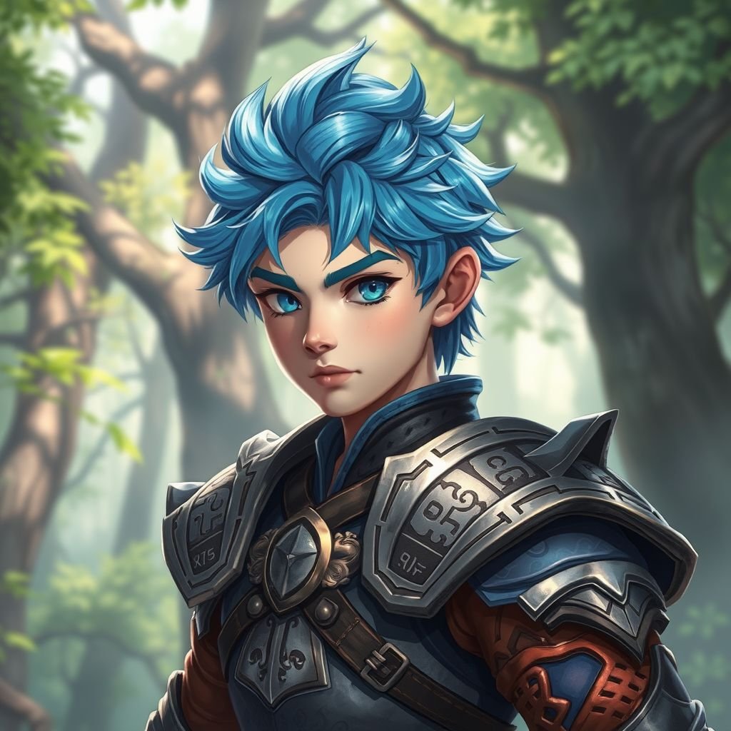 Ragazzo giovane di 14 anni. Occhi azzurri, capelli Blue, bello e affascinante. E un guerriero di arti marziali e conosce la magia della creazione o detta anche magia del null 