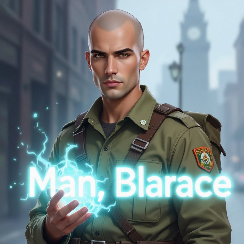 Męzczyzna przeciętny pod każdym względem. Ciemne oczy. Łysy.
Ubrany w mundur harcerski