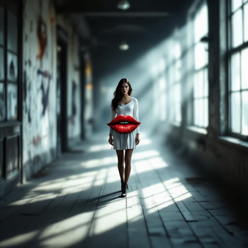 Horror stitched lips 