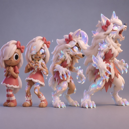 Ginger from Dandys world turning into a Opalite werewolf 