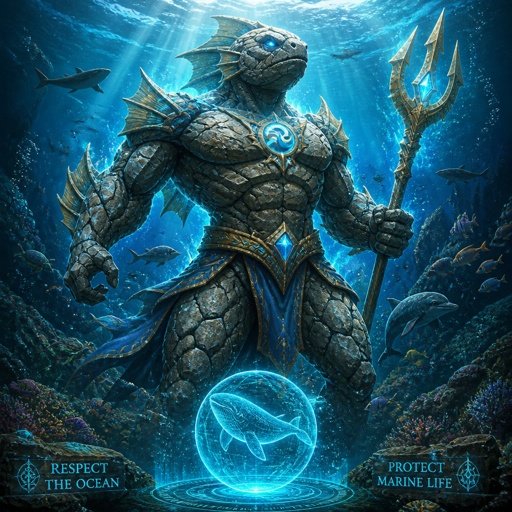 Stone fish turned into a superhero, muscular, rock like human body, to help stop extinction of marine life. He has that stone like body 