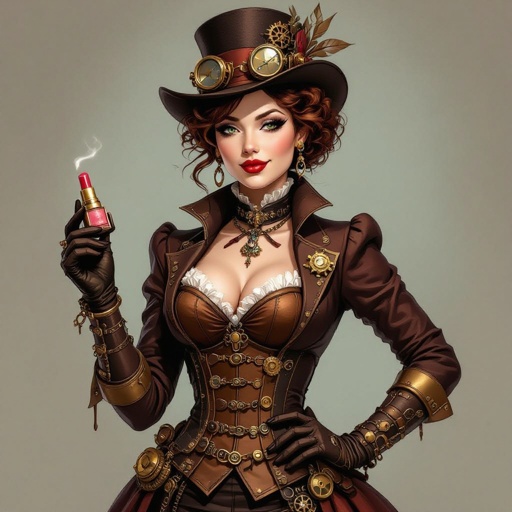 Create a character lady who has attitude but is funny looking but about fashion and loves lipgloss