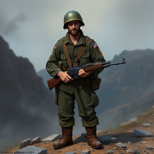 A American soldier in world2 with a rifle