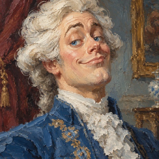 Male, fluffy white hair, big blue eyes, long smile, snobby, wears blue, whiny,