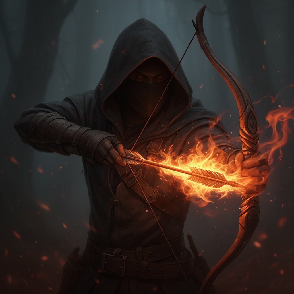 A hooded flame archer