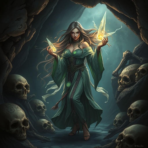 Empty cave filled with bones and skulls