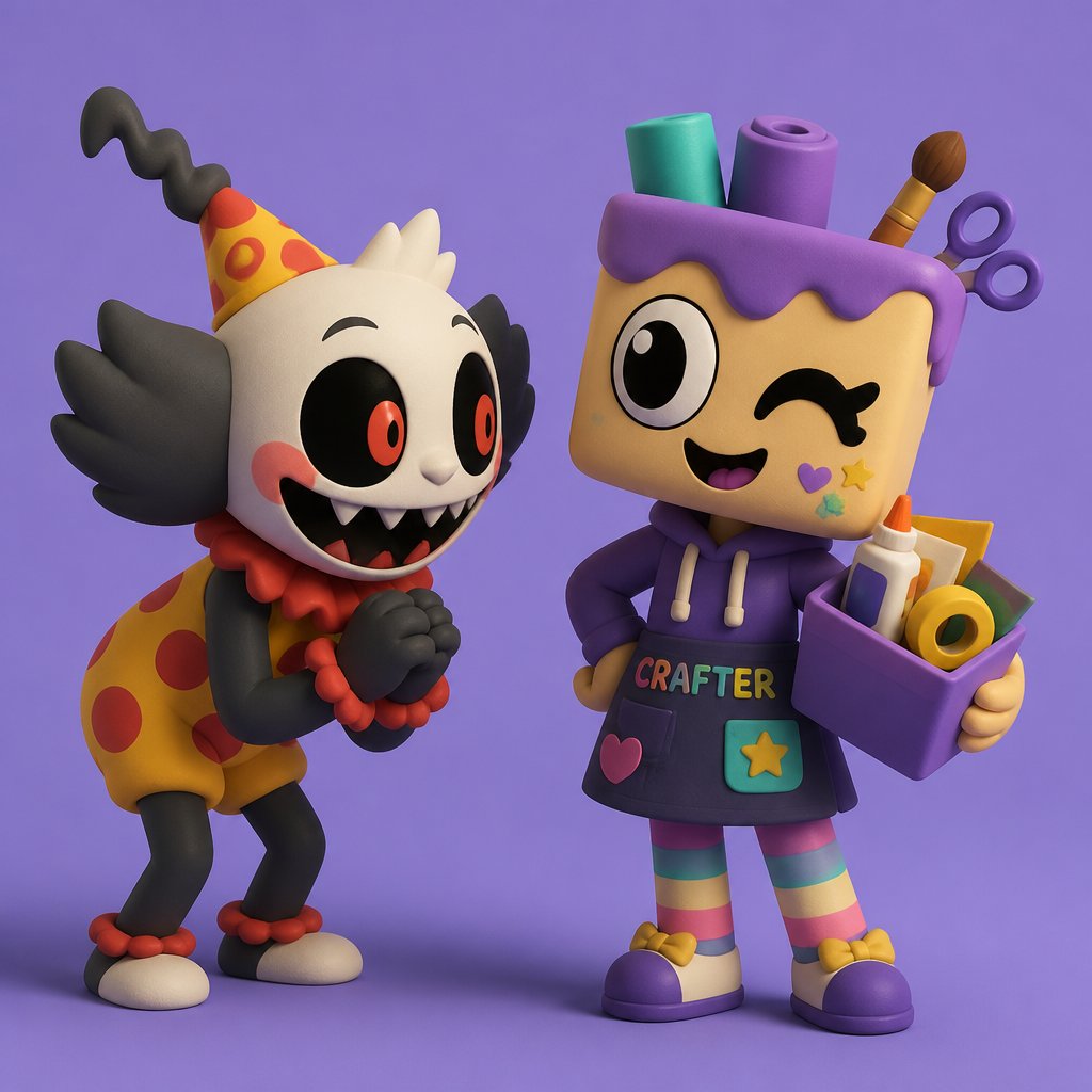 Twisted Bassie meeting my dandy’s world Oc main Crafter