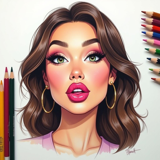 Create a character lady who has attitude but is funny looking and loves lipgloss 