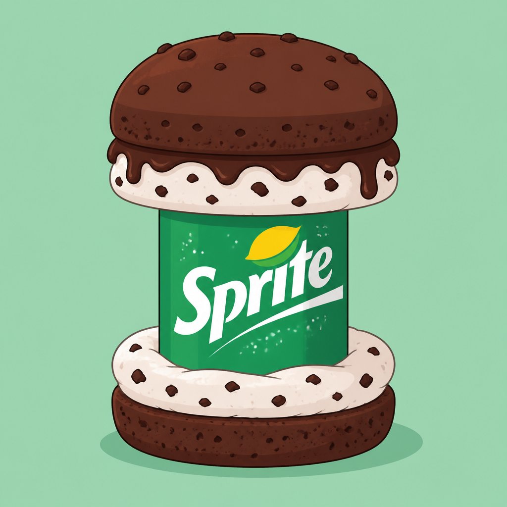 Make a Burger with Sprite ,chocolate and ice cream as Burger Bund