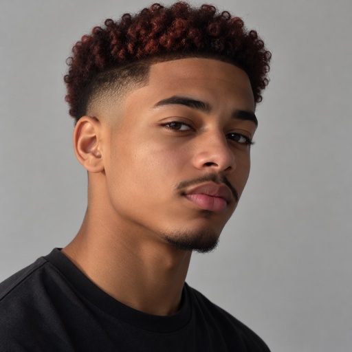 Petit Goatee Beard Pencil Mustache Teen Boy Brownish Red Ruby Black Fade Hair 
