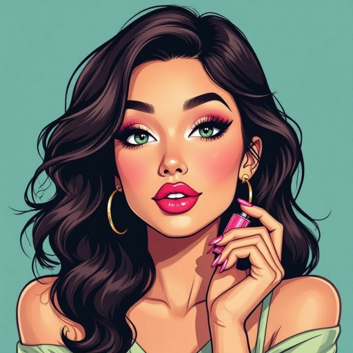 Create a character lady who will has attitude but is funny looking and loves lipgloss 