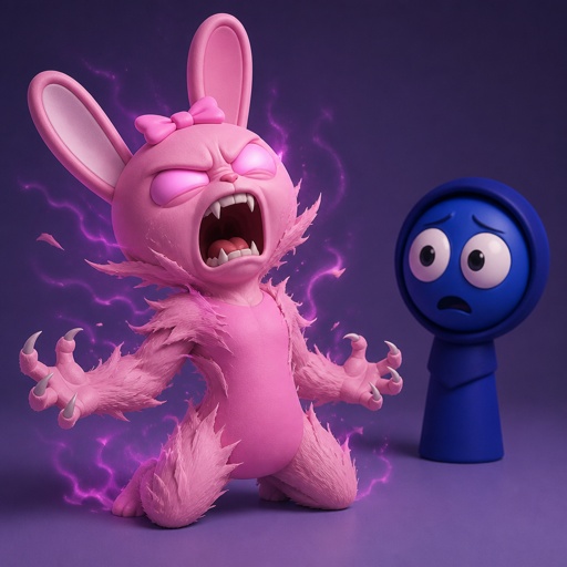 Pinki from Sprunki turning into a WereRabbit in front of Jevin from Sprunki