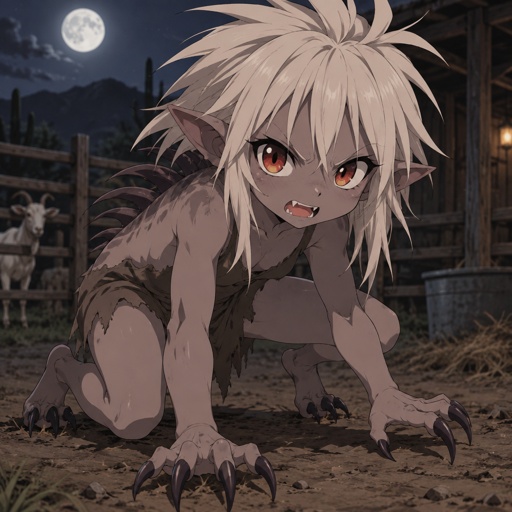Feral, chupacabra female child,