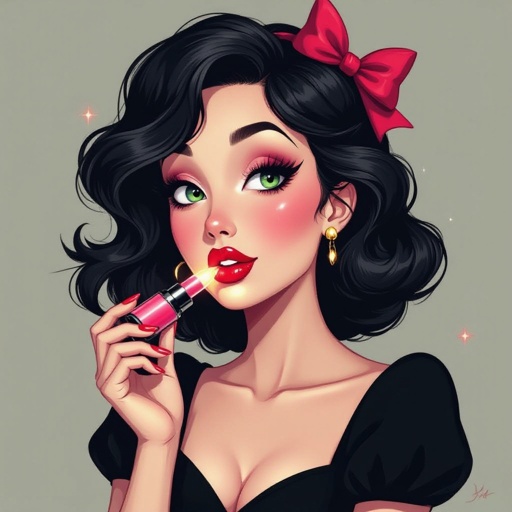 Create a character lady who has attitude but is funny looking and loves lipgloss 
