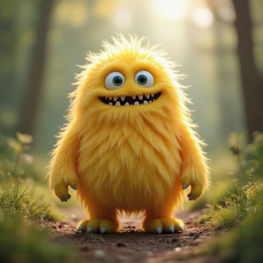 Create a tall puffy yellow funny looking monster