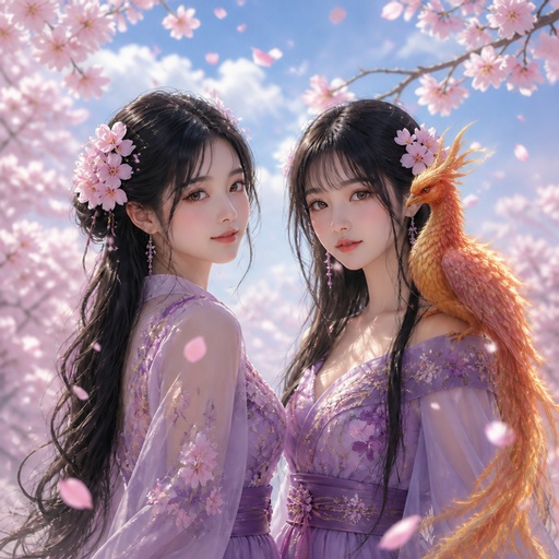 two beautiful asian women standing next to each other