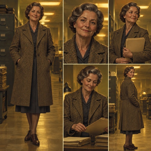 a collage of photos of a woman holding a folder