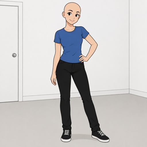 Base pose, female, drawing, cartoon, bald, random pose 