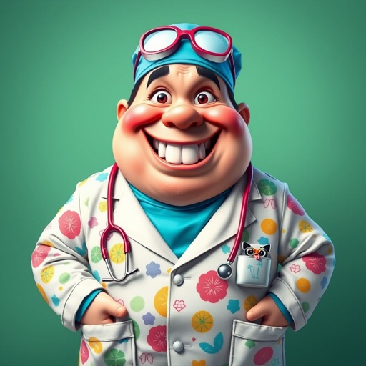 create a fat doctor. Who is funny human looking from head to toe. And he always immediately results to surgery for anything even small things. So please be sure to show his whole outfit head to toe. Make him have funny teeth 