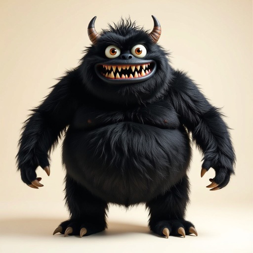 Create a fat funny black looking monster