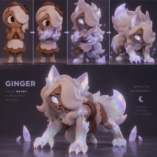 Ginger from Dandy’s world turning into a Opalite Werewolf 