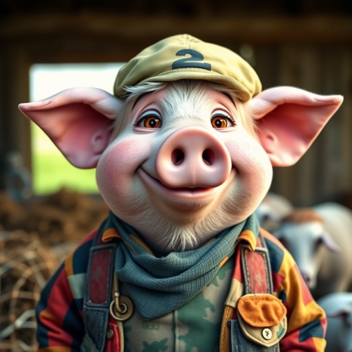 Create a funny looking half pig half man