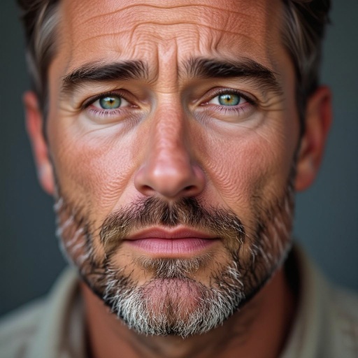 A human man in his early forties and has short black hair with growing black beard 