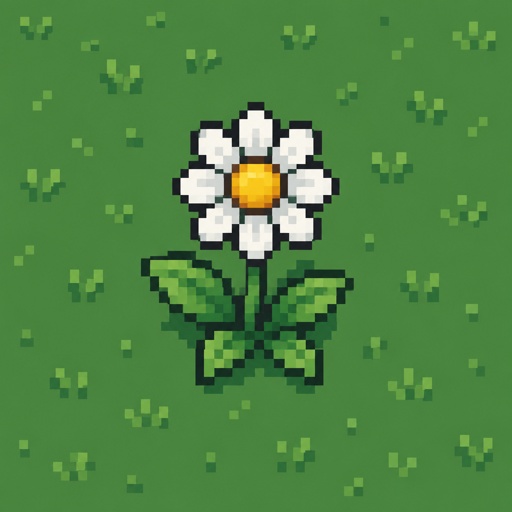 Daisy plant for a fantasy game set in modern times, top-down style