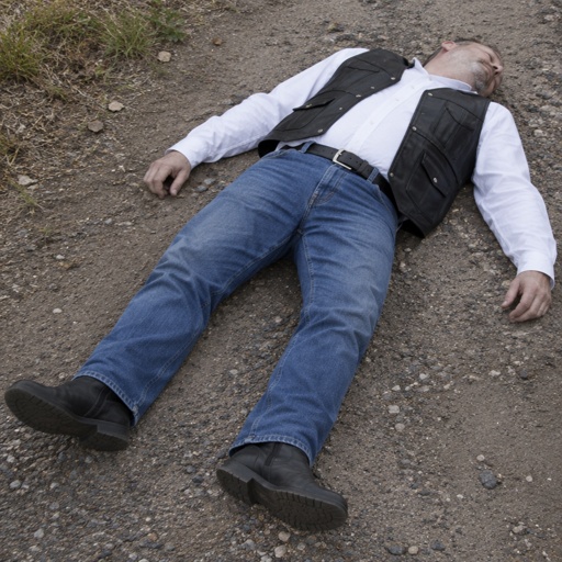Male Men White Long Sleeve Shirt Black Rider Vest Blue Pants Black Shoes Dead