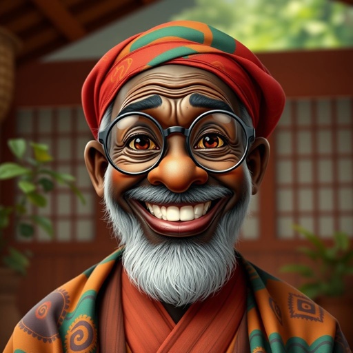 Create a funny looking African sensei