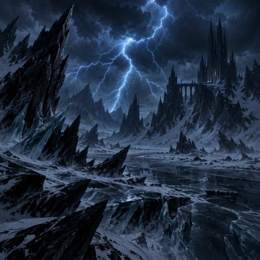 blue thunder storm in a ice waste land