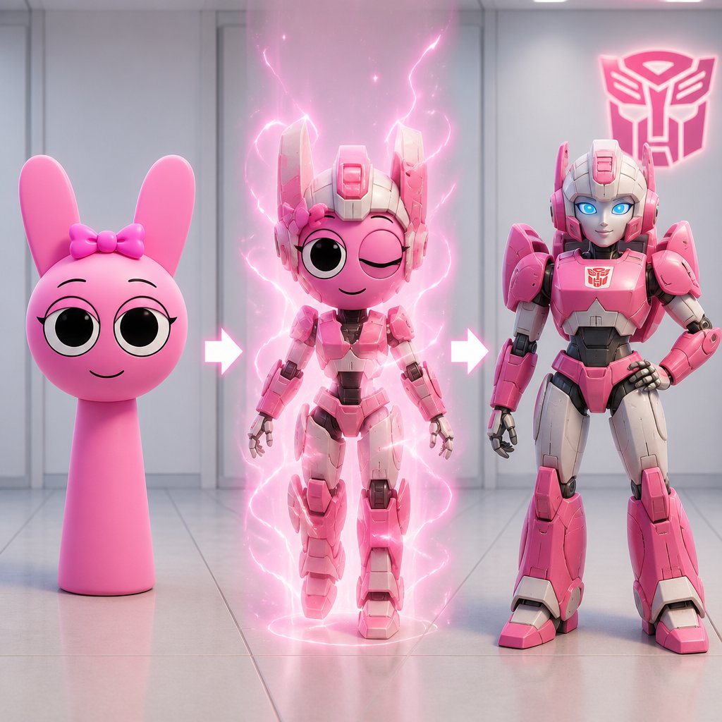 Pinki from Sprunki turning into Elita One for Jevin from Sprunki for the first time