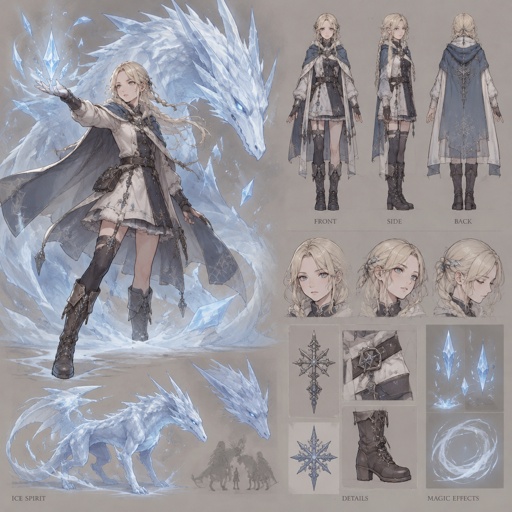 girl with ice creature summoning abilities, light blonde hair