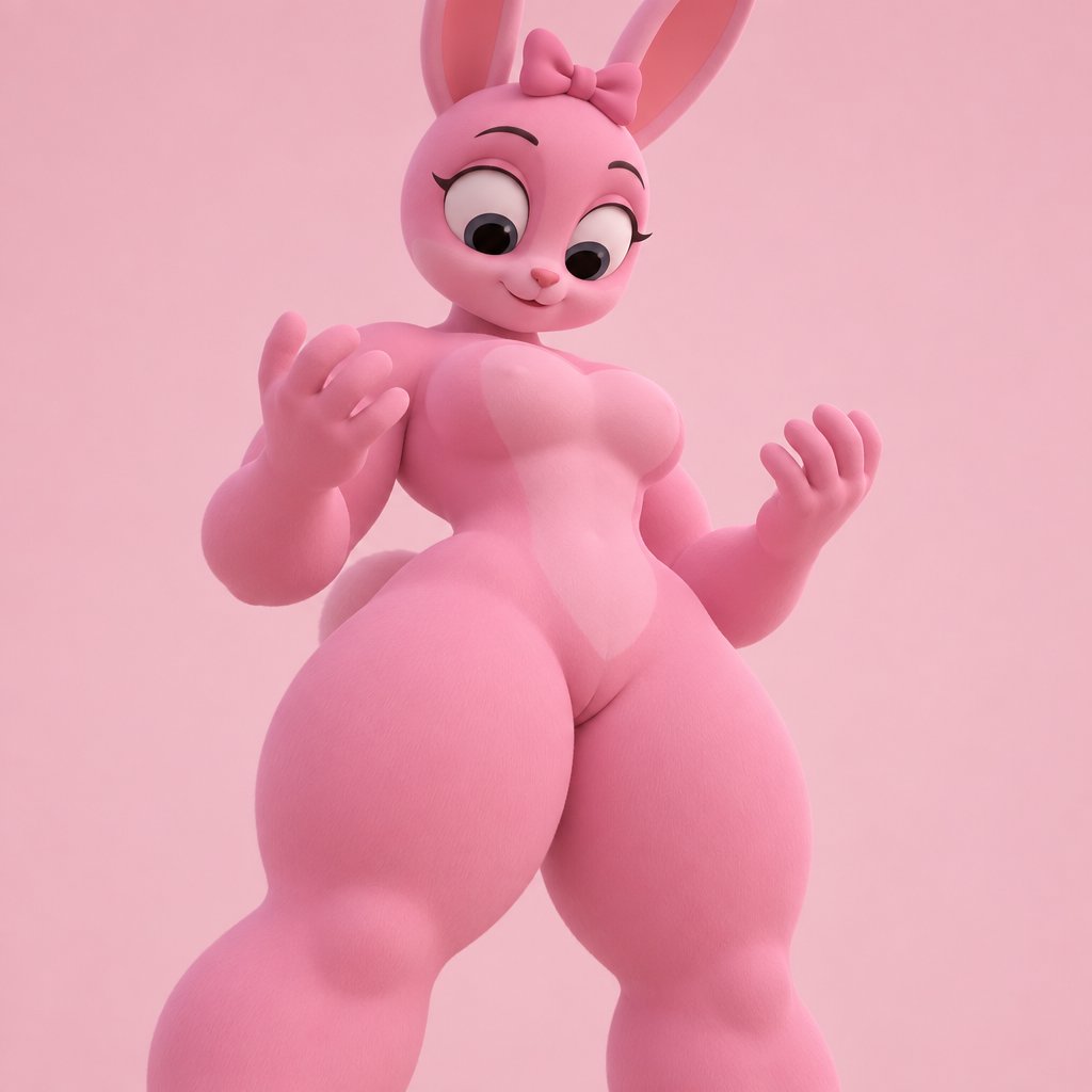 Pinki from Sprunki as her kind wererabbit self noticing that she’s getting stronger and bigger for Jevin from Sprunki