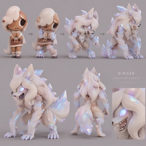 Ginger from Dandy’s world turning into a Opalite Werewolf 