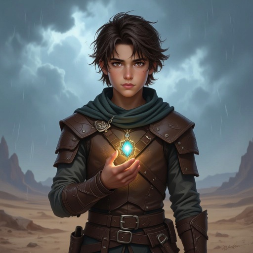 Mysterious teen boy with dark brown hair brown eyes and with a dark past